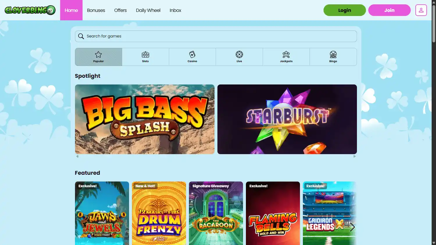 Clover Bingo Casino screenshot 2