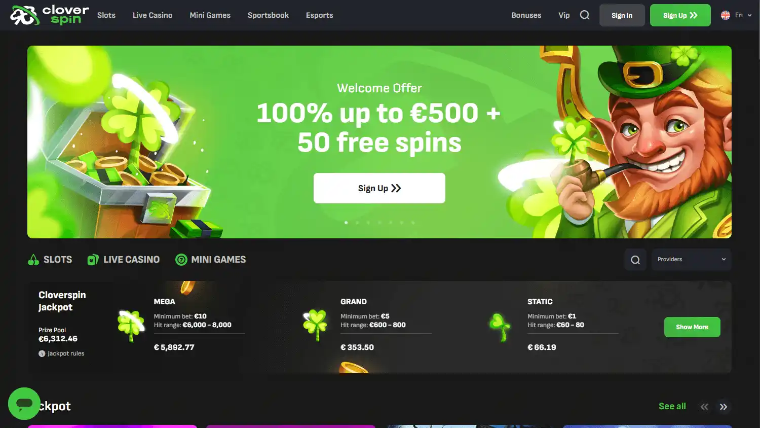 Cloverspin Casino screenshot 1