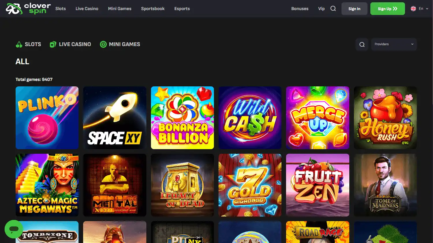 Cloverspin Casino screenshot 2