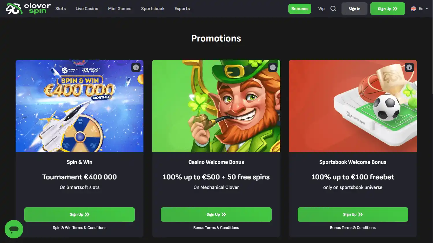 Cloverspin Casino screenshot 3