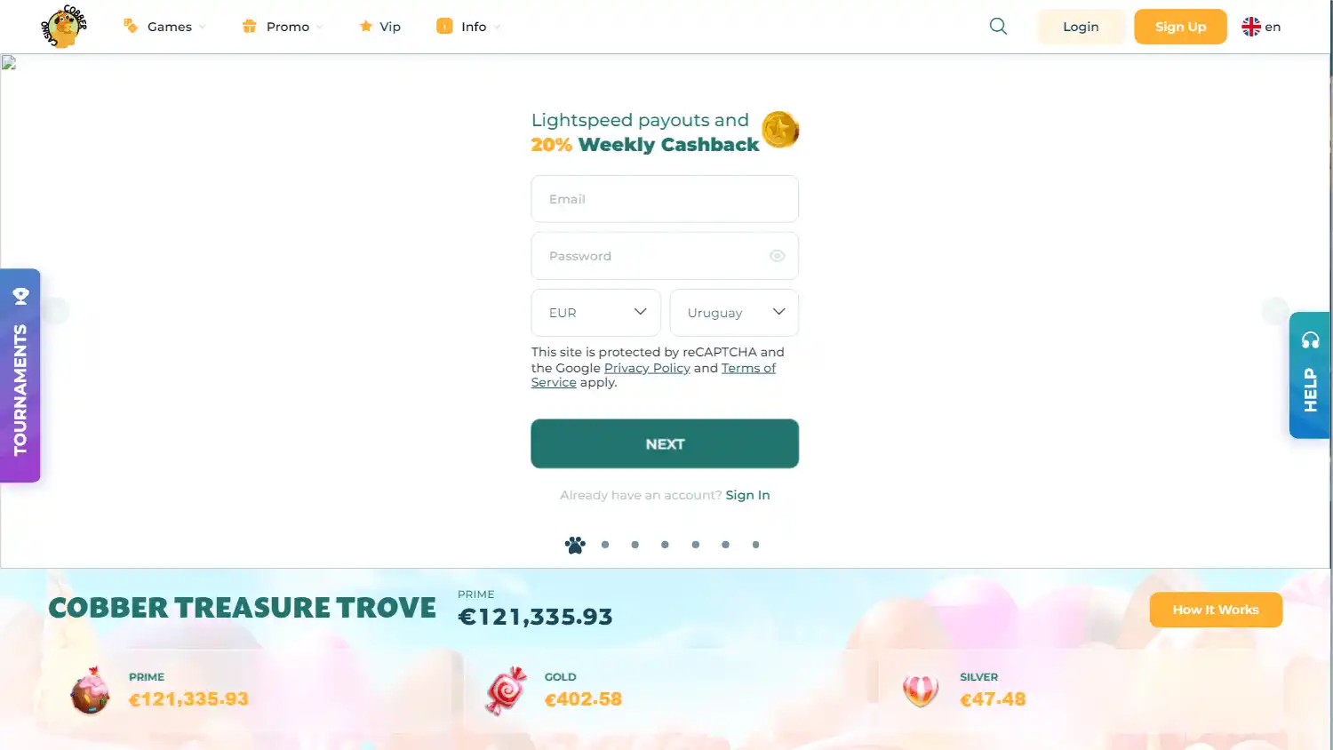 Cobber Casino screenshot 1
