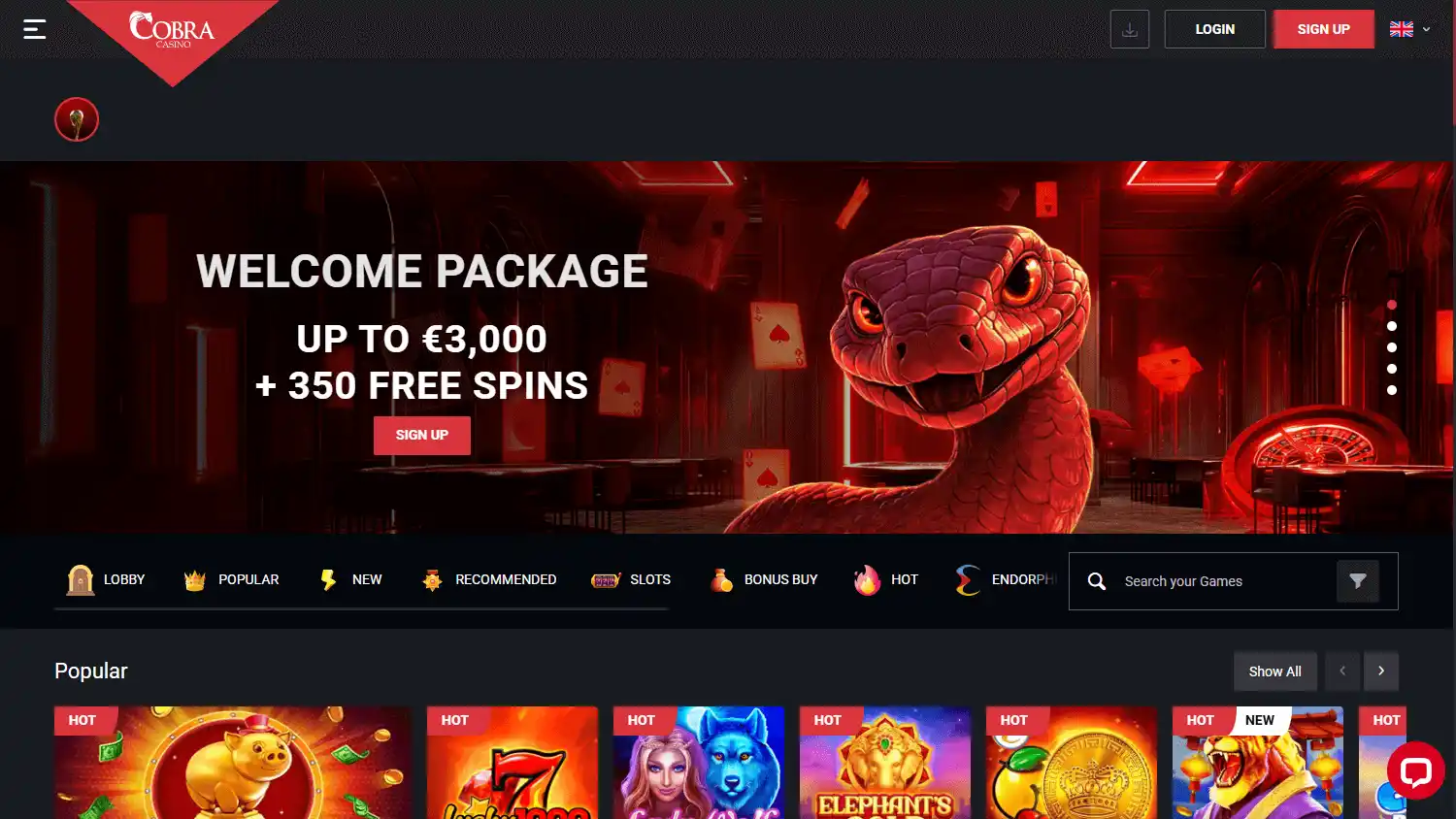 Cobra Casino screenshot 1