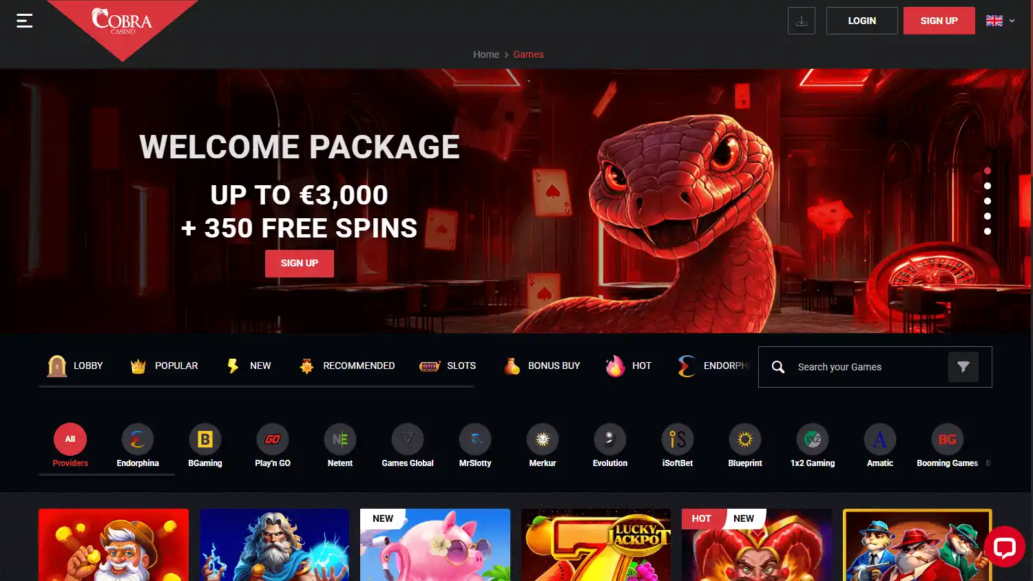 Cobra Casino screenshot 2