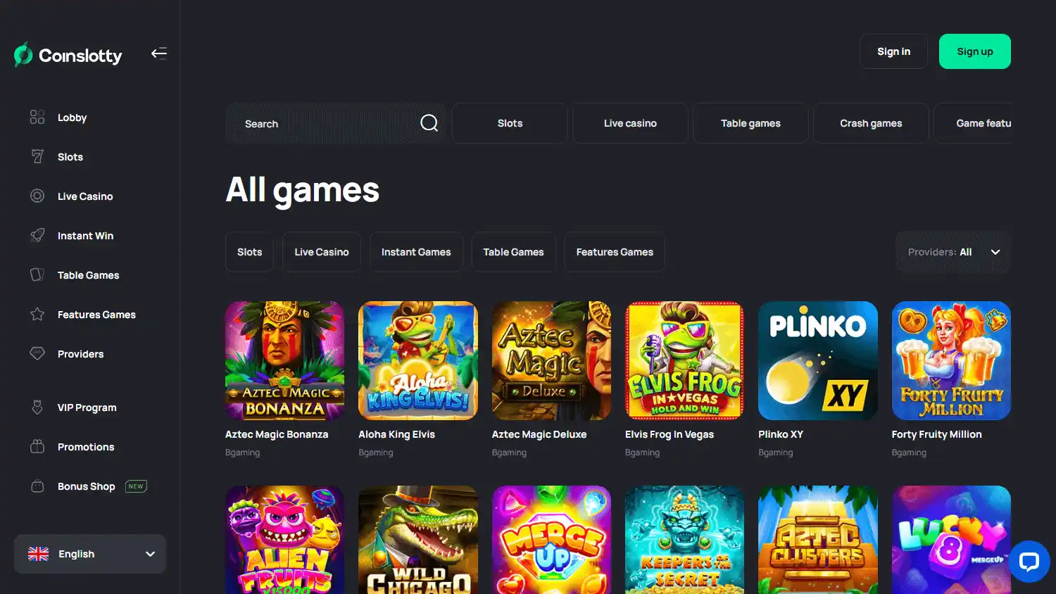 Coinslotty Casino screenshot 2