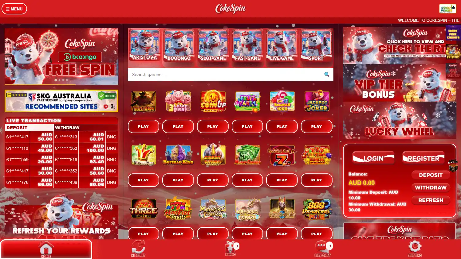CokeSpin Casino screenshot 1