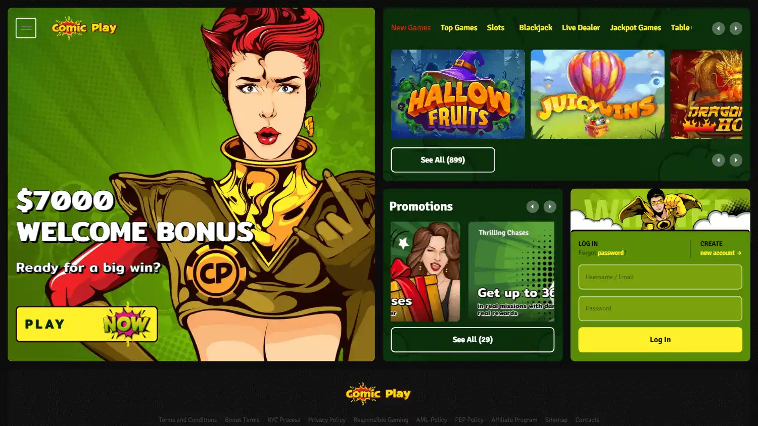 ComicPlay Casino screenshot 1