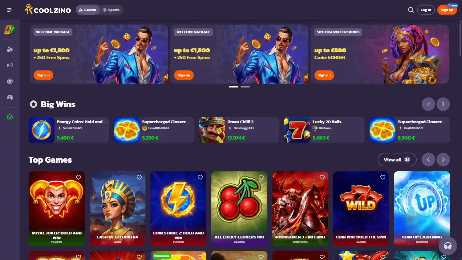 Coolzino Casino screenshot 1