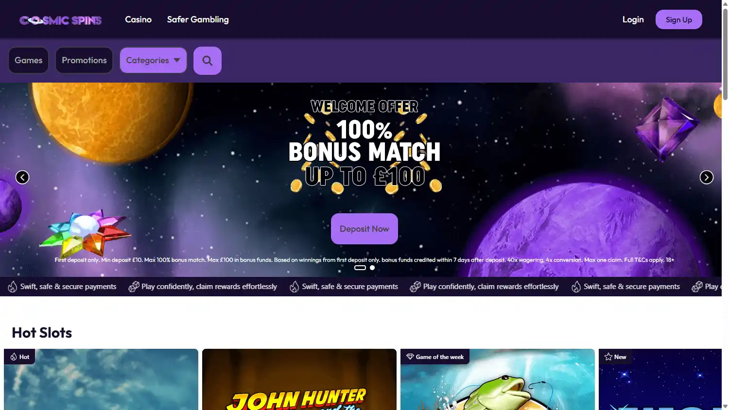 Cosmic Spins Casino screenshot 1