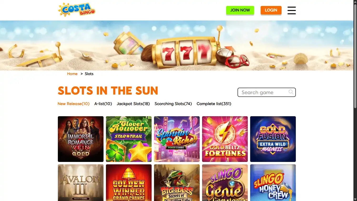 Costa Bingo Casino screenshot 2