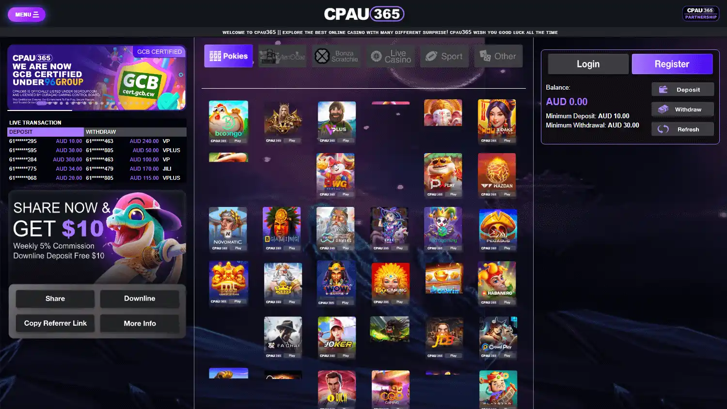 CPAU365 Casino screenshot 1