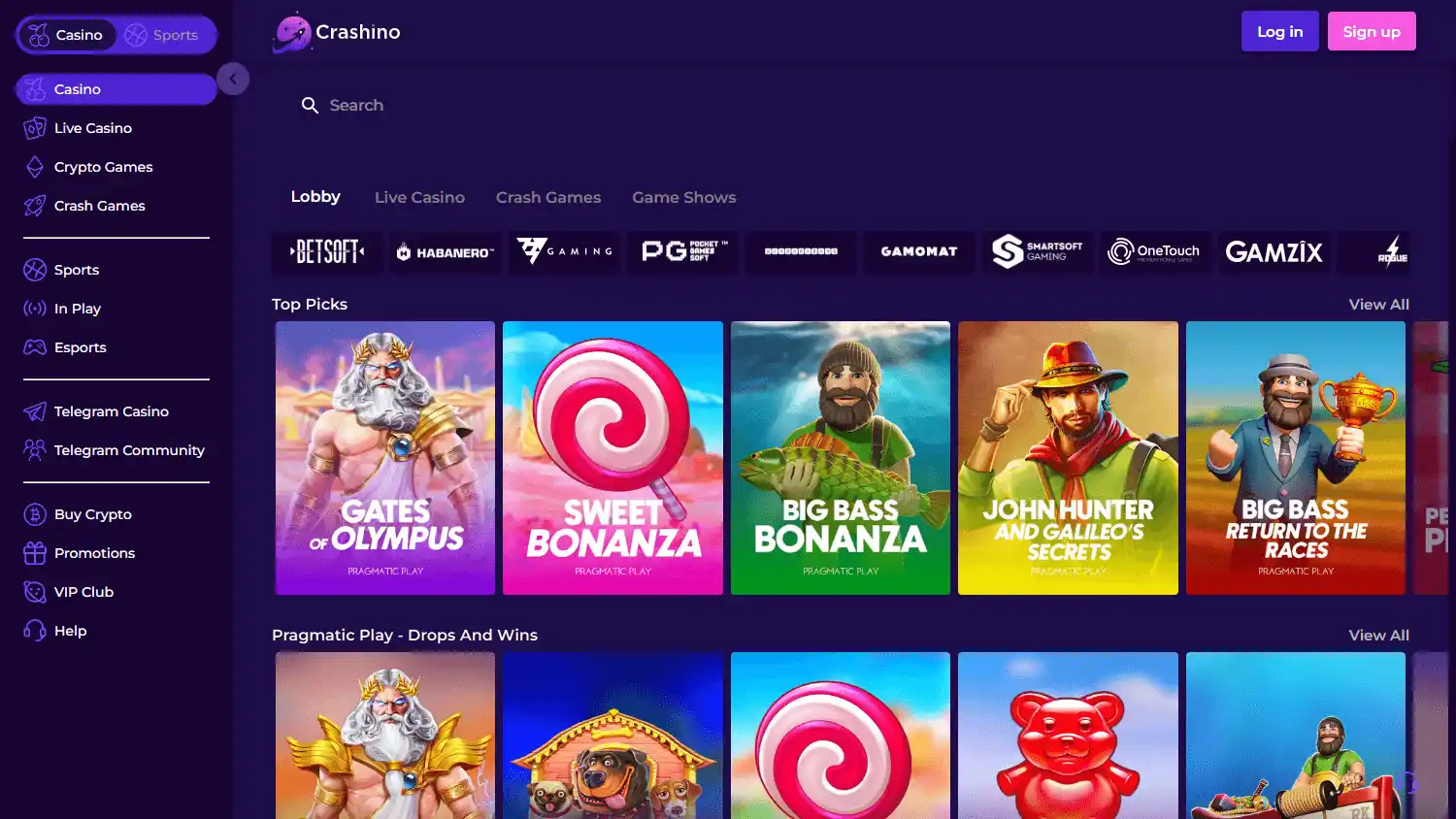 Crashino Casino screenshot 2