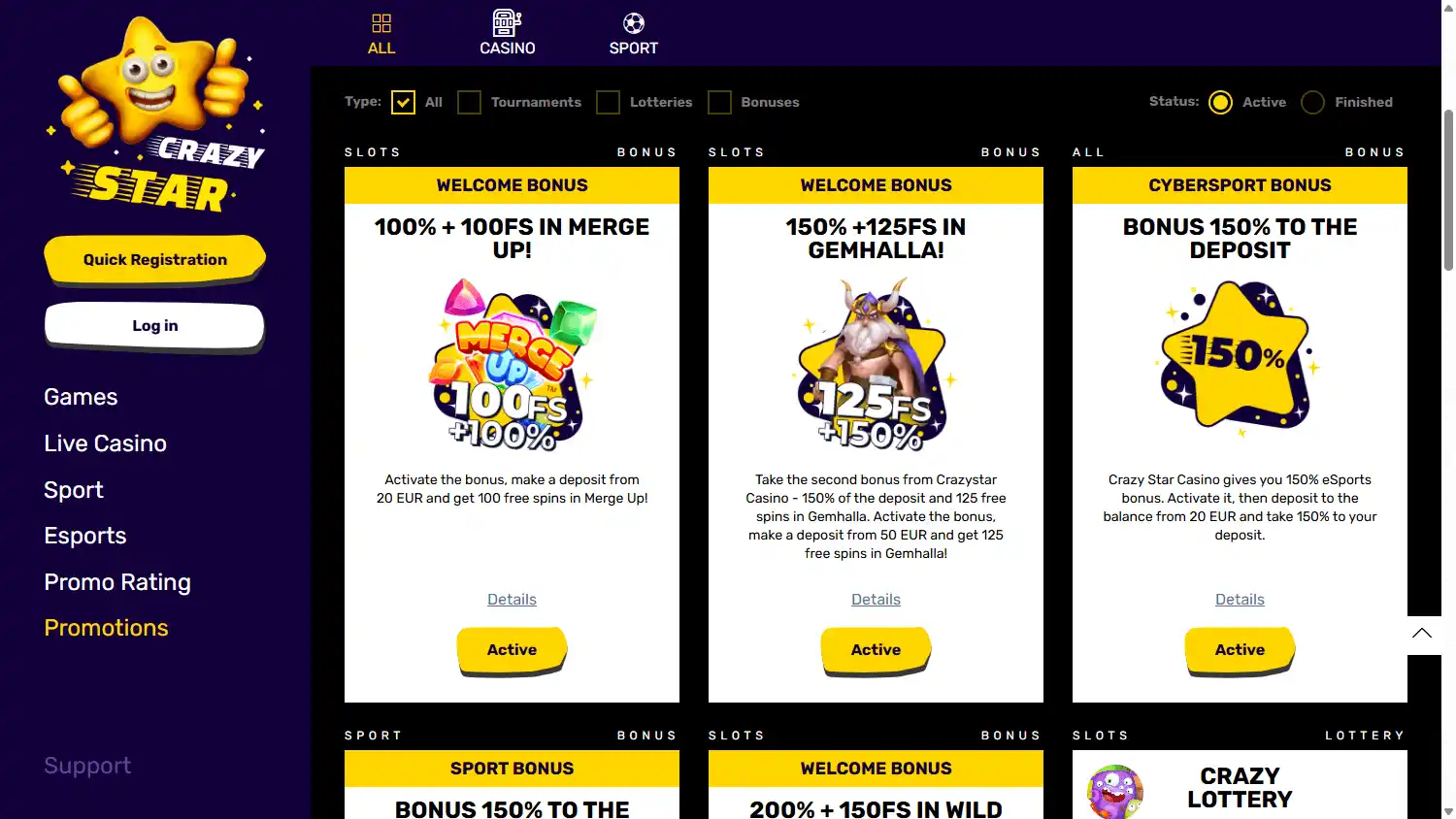 Crazy Star Casino screenshot 3