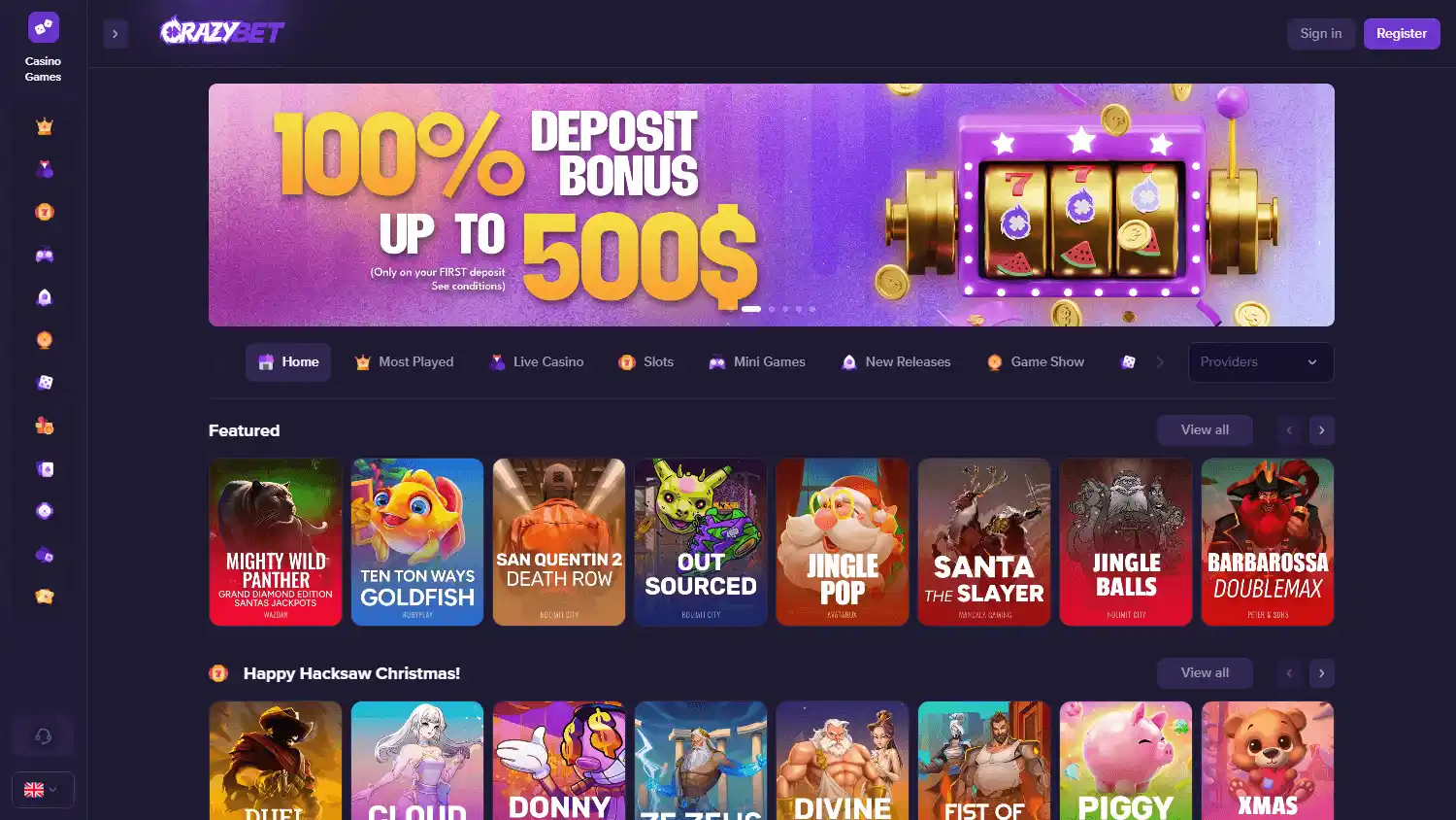 Crazybet Casino screenshot 1