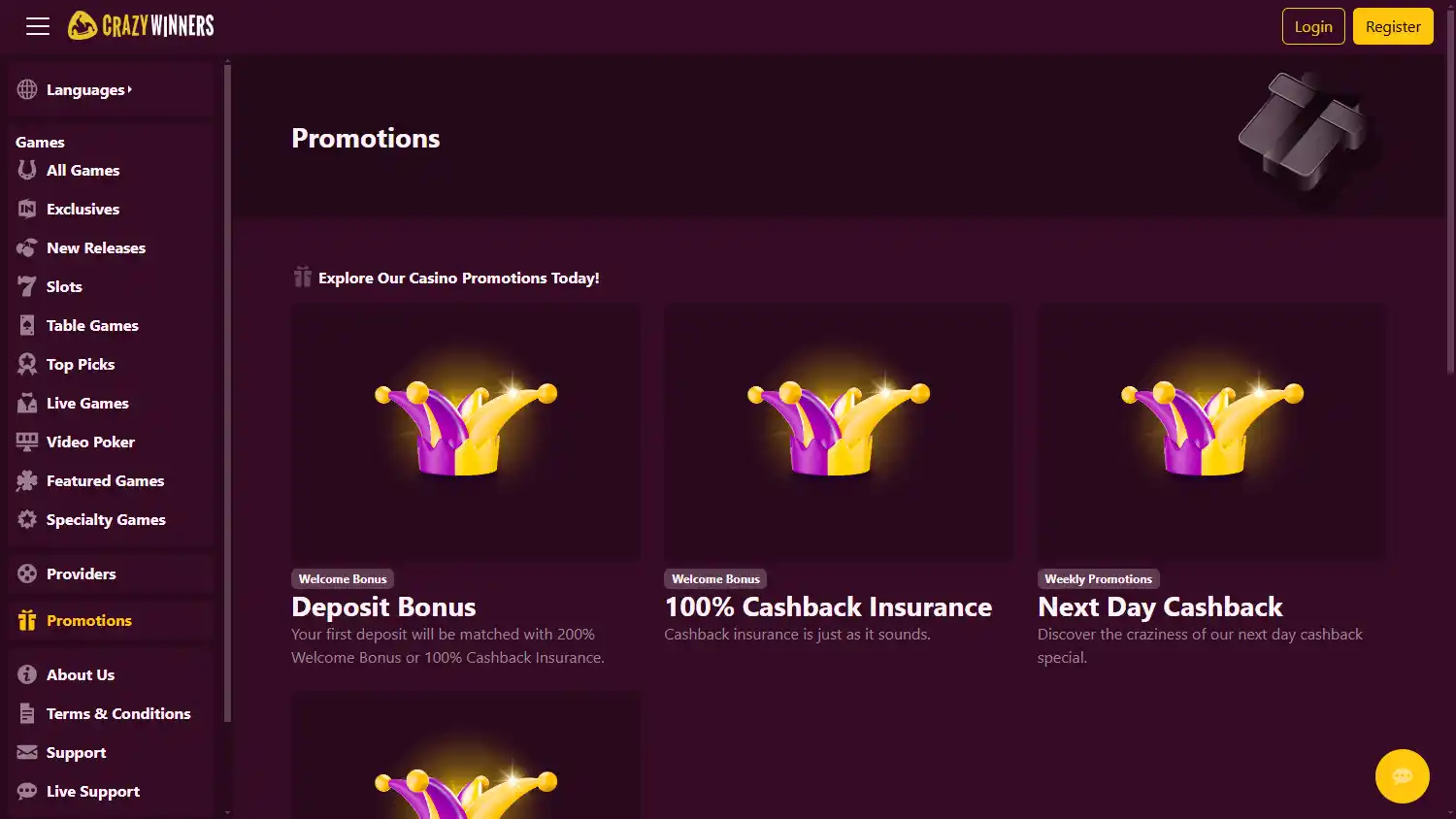 CrazyWinners Casino screenshot 3