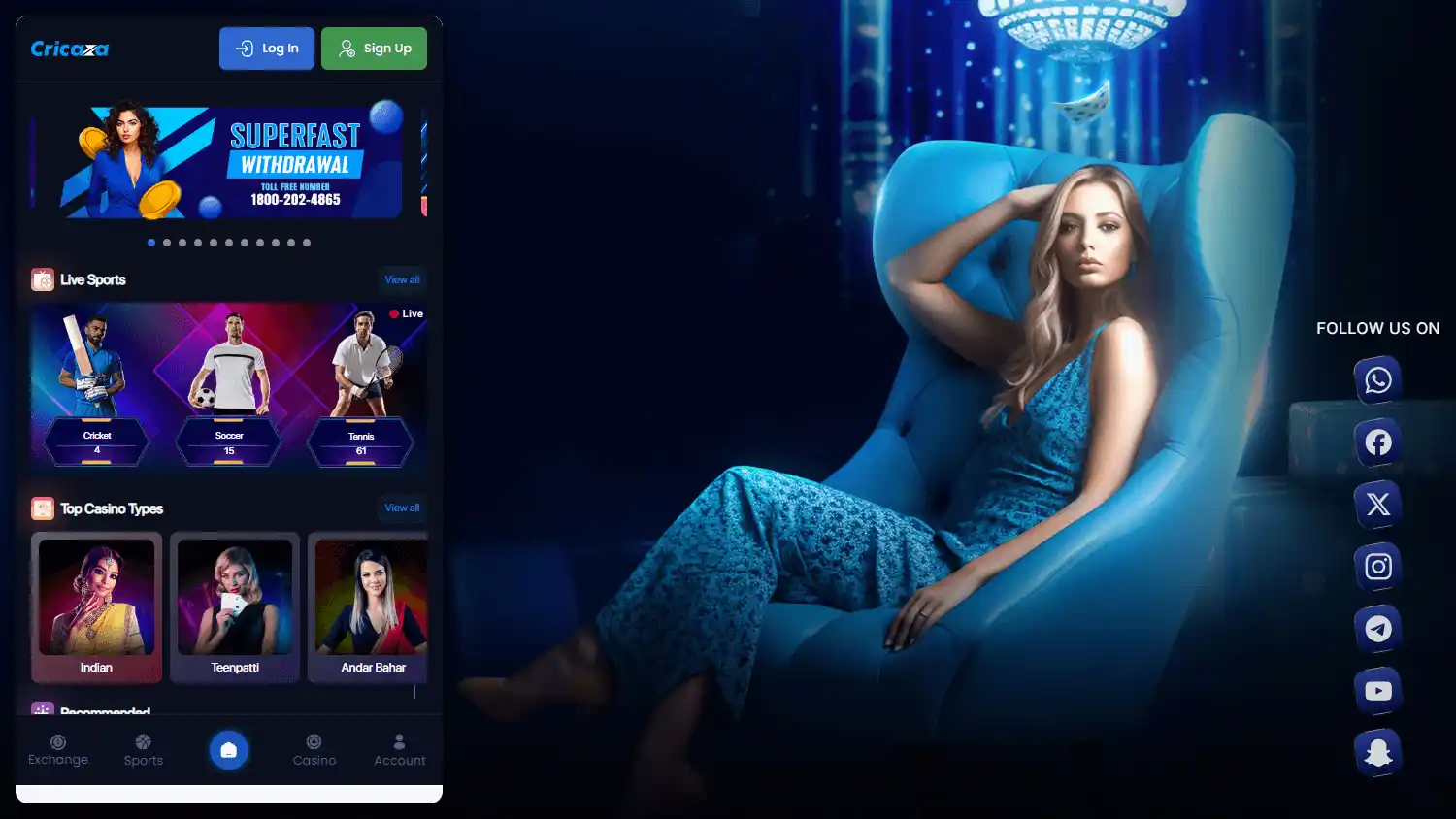 Cricaza Casino screenshot 1