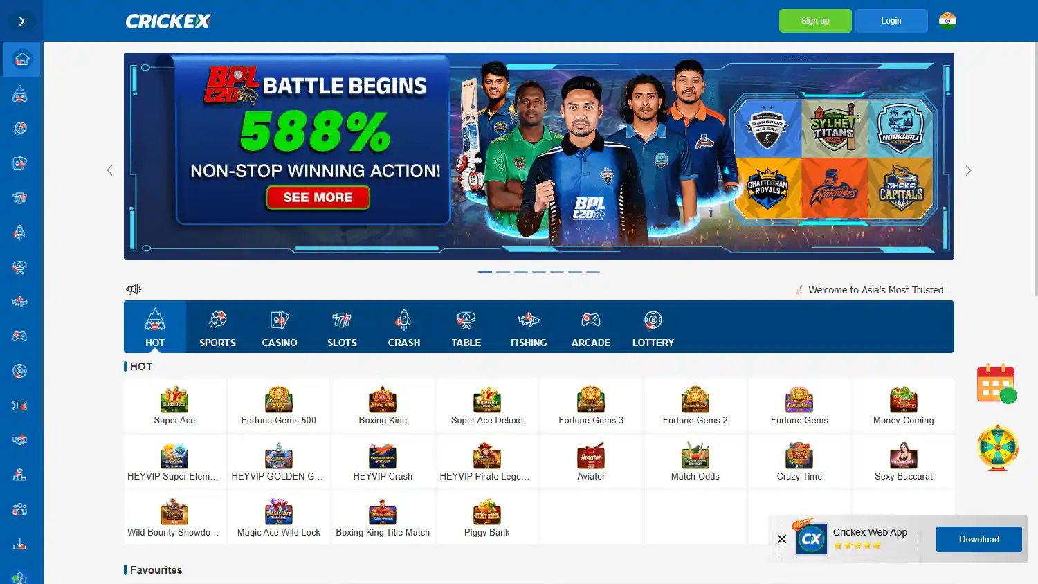 Crickex Casino screenshot 1