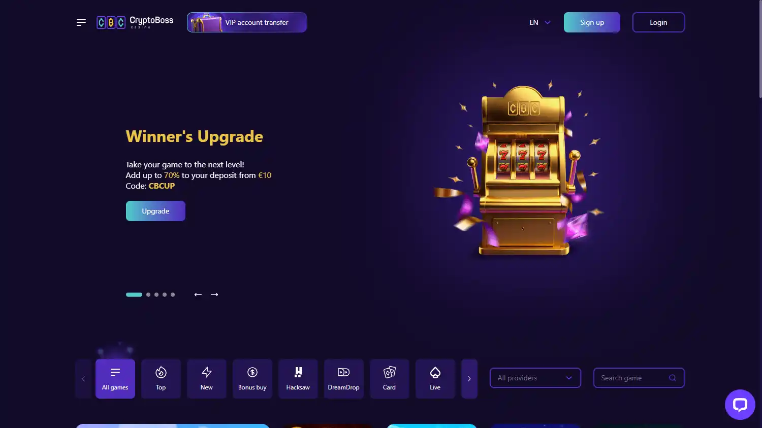 CryptoBoss Casino screenshot 1