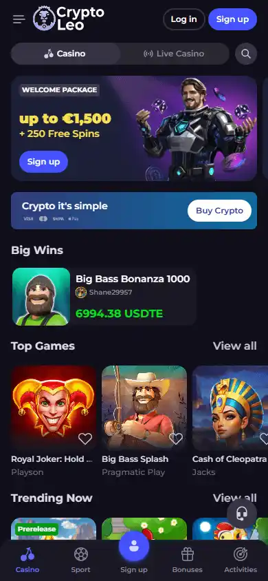 CryptoLeo Casino screenshot 4