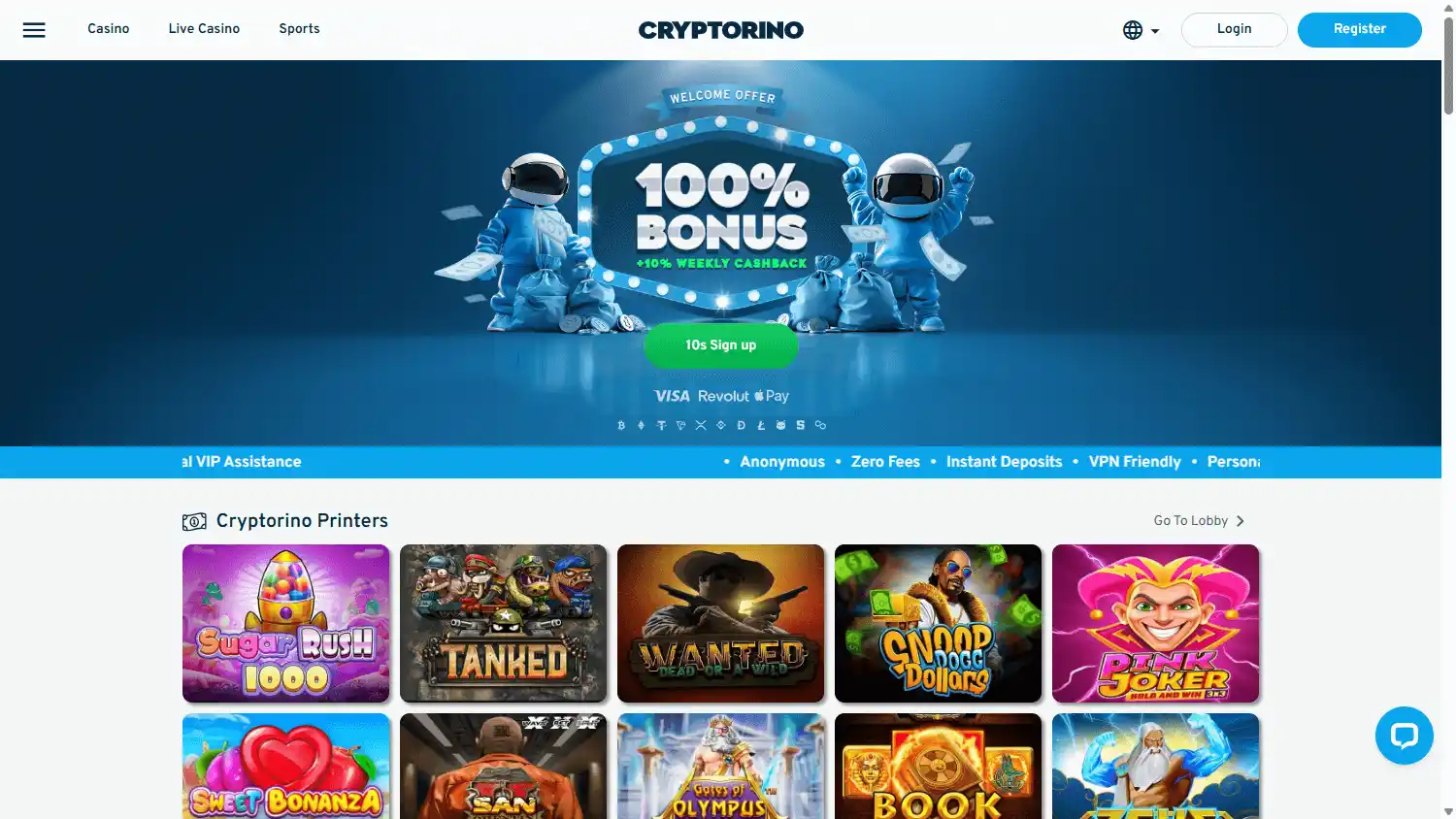 Cryptorino.io Casino screenshot 1