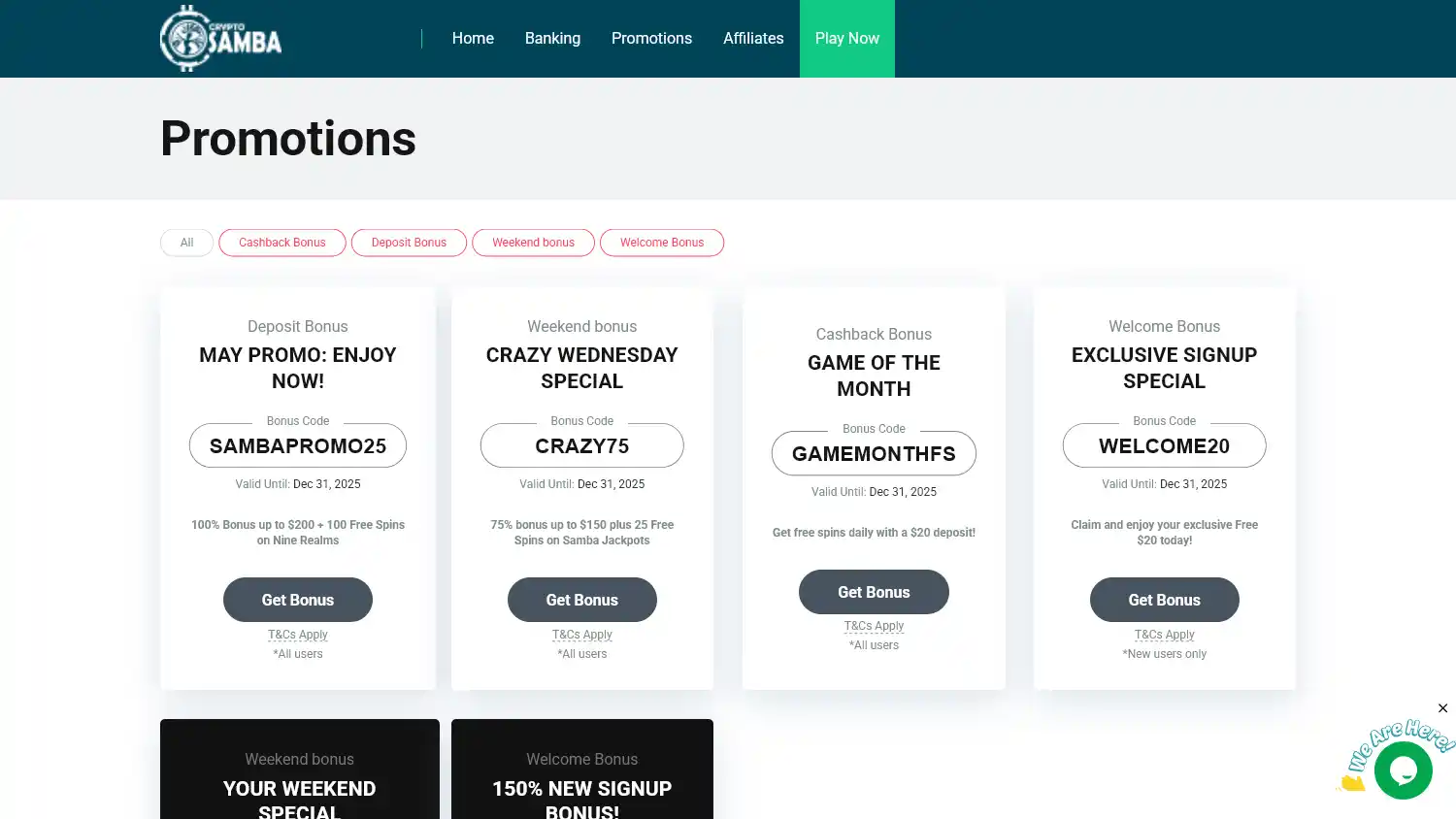 CryptoSamba Casino screenshot 2