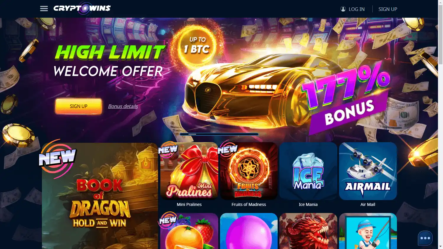 CryptoWins Casino screenshot 1