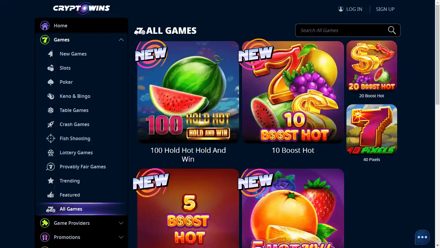 CryptoWins Casino screenshot 2
