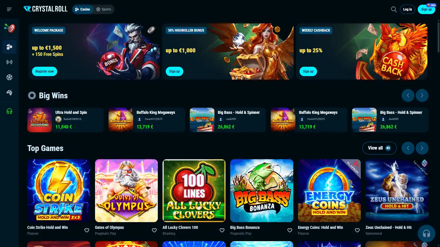 Crystal Roll Casino screenshot 1