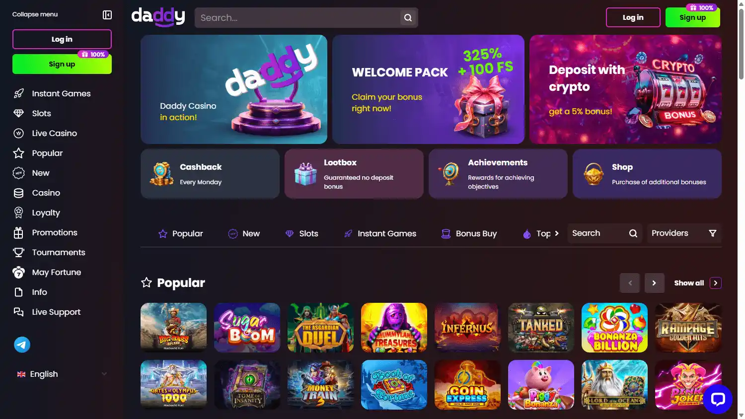 Daddy Casino screenshot 1