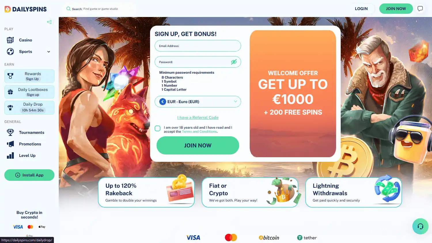 Dailyspins Casino screenshot 1
