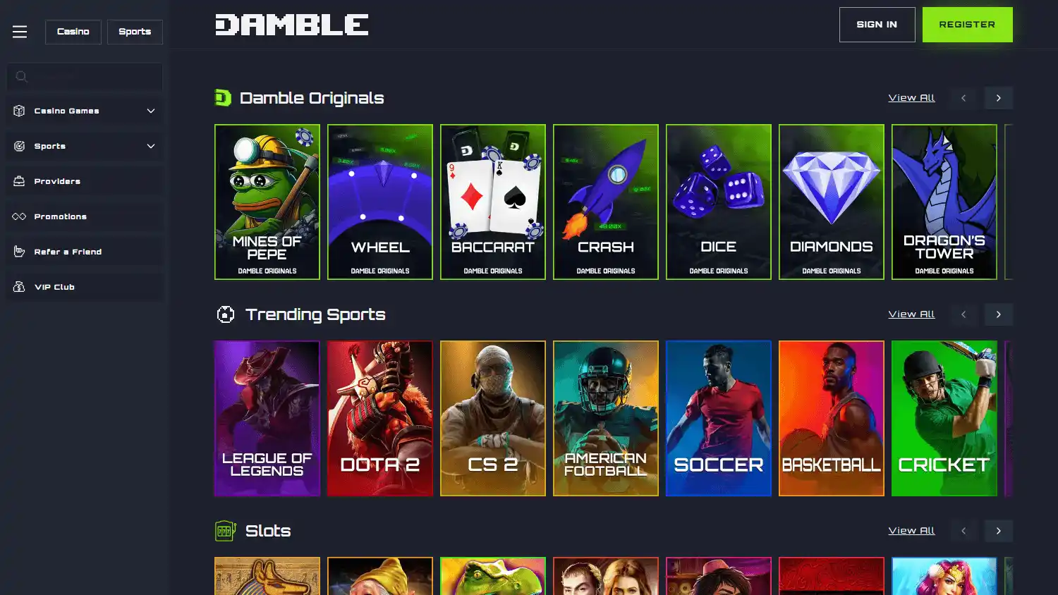 Damble Casino screenshot 1