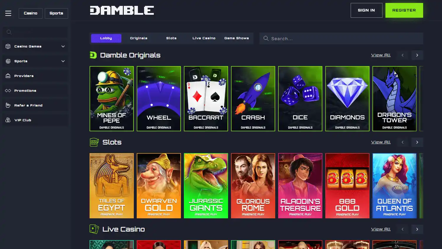 Damble Casino screenshot 2