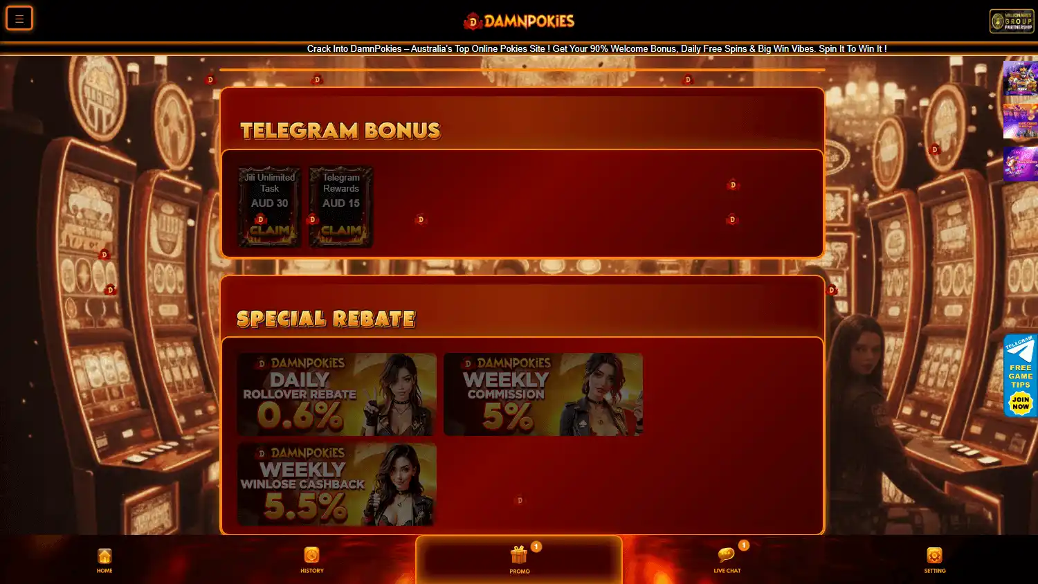 DamnPokies Casino screenshot 1
