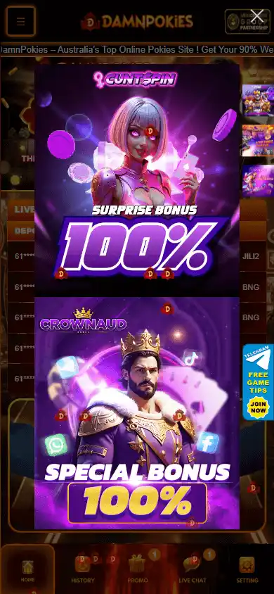 DamnPokies Casino screenshot 2