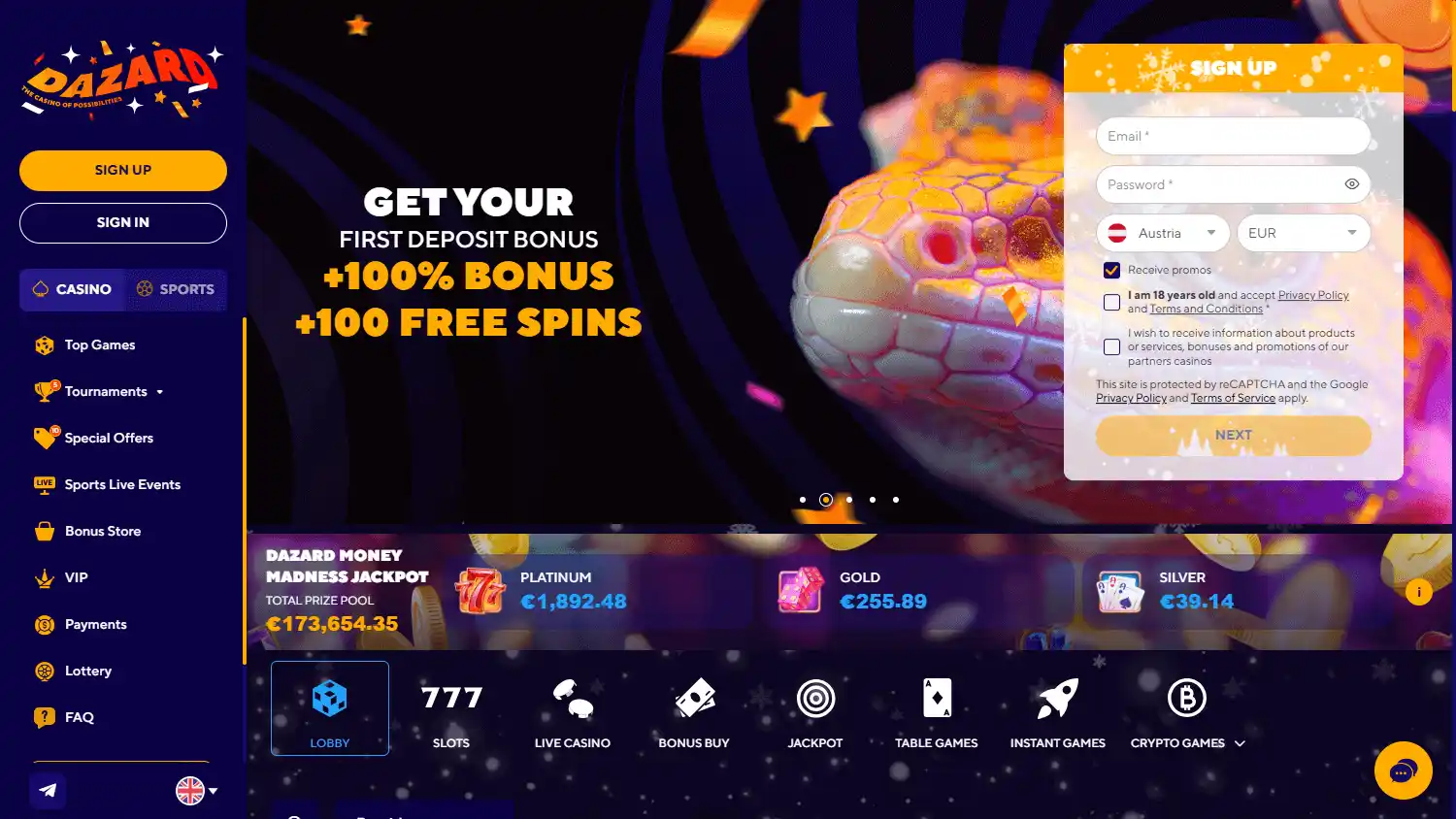 Dazard Casino screenshot 1