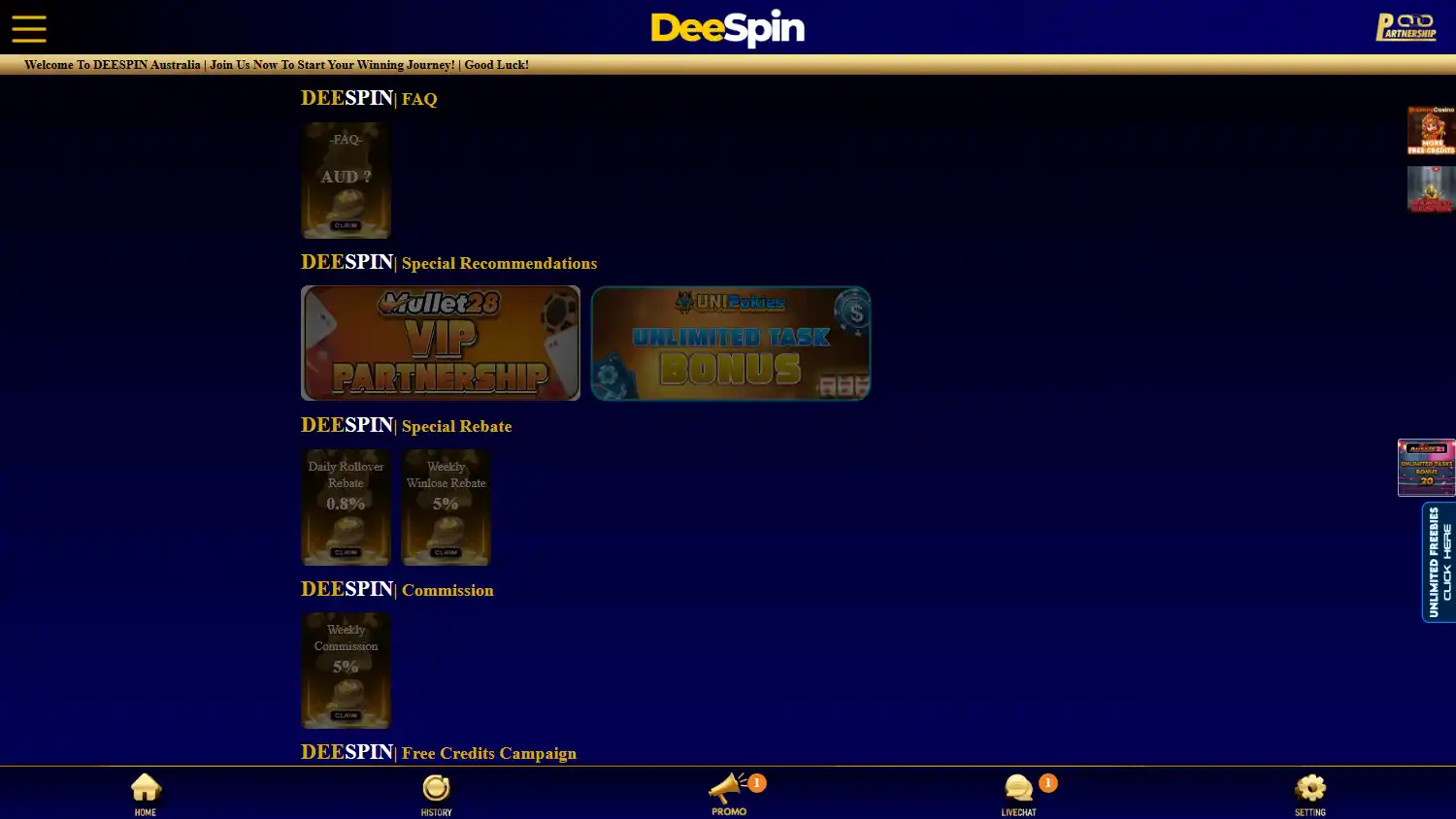 DeeSpin Casino screenshot 3