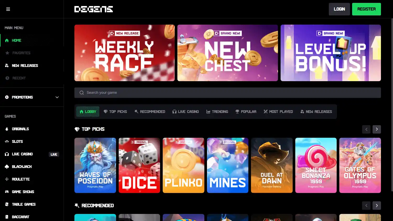 Degens Casino screenshot 1