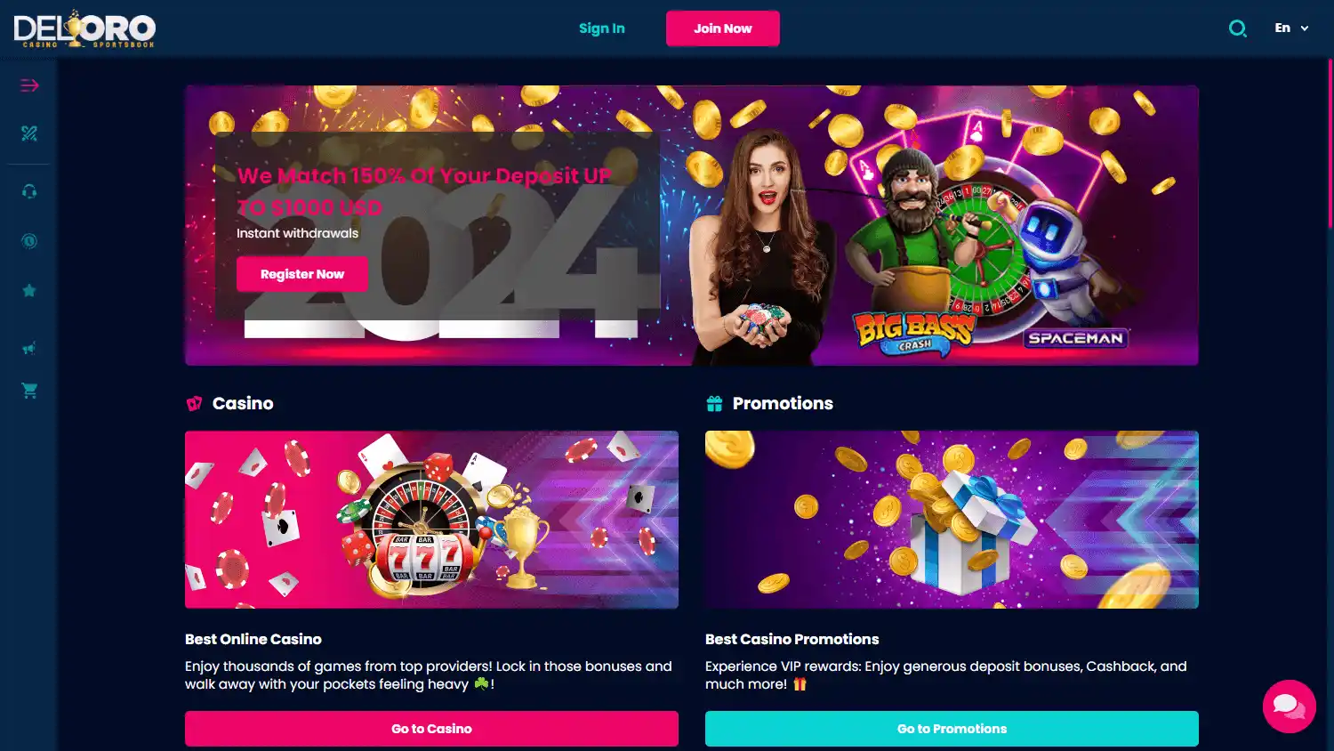 DelOro Casino screenshot 1