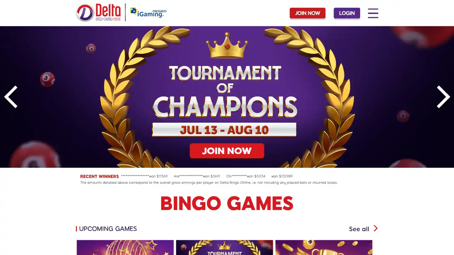 Delta Bingo Online Casino screenshot 1
