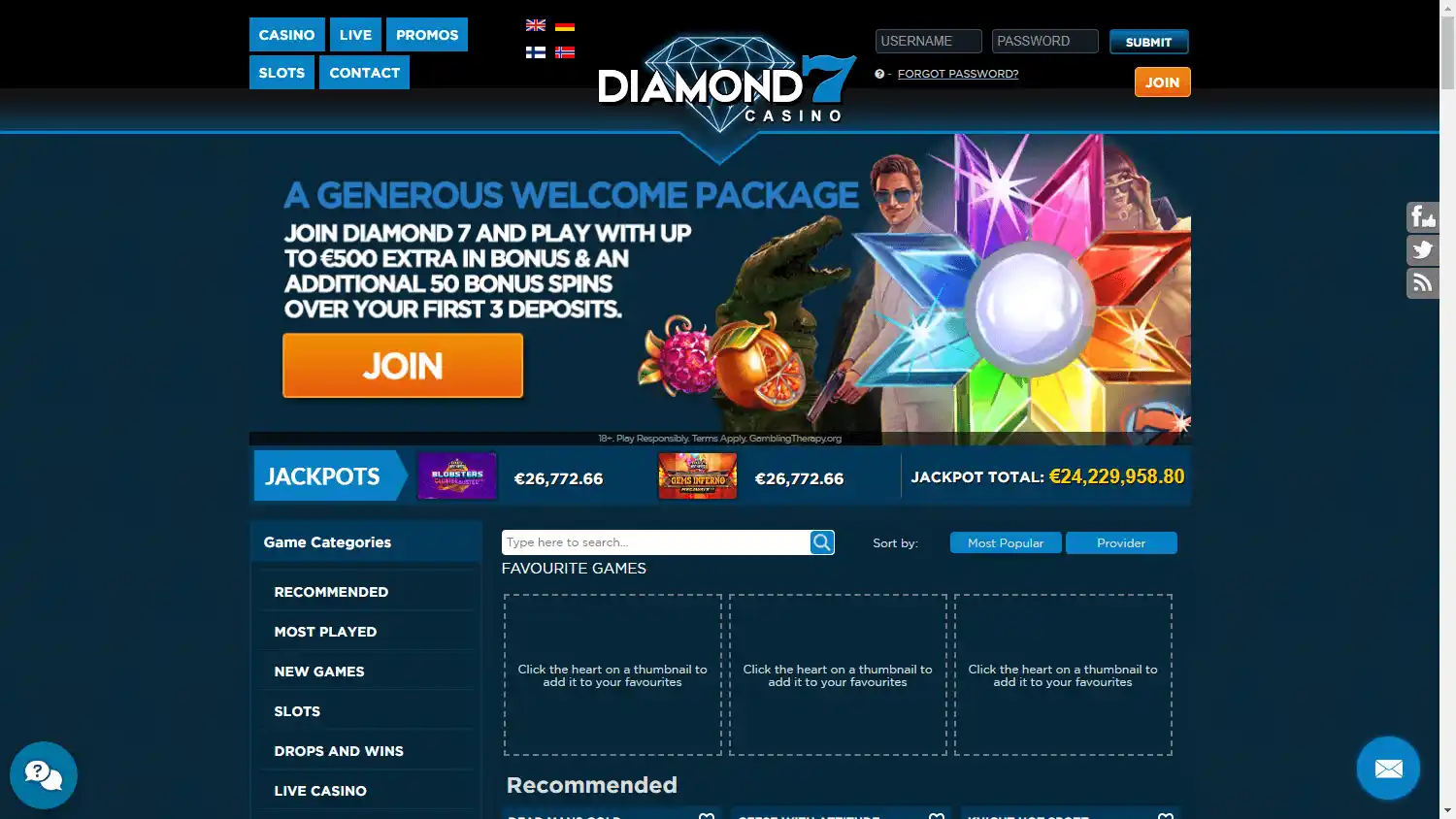 Diamond 7 Casino screenshot 1