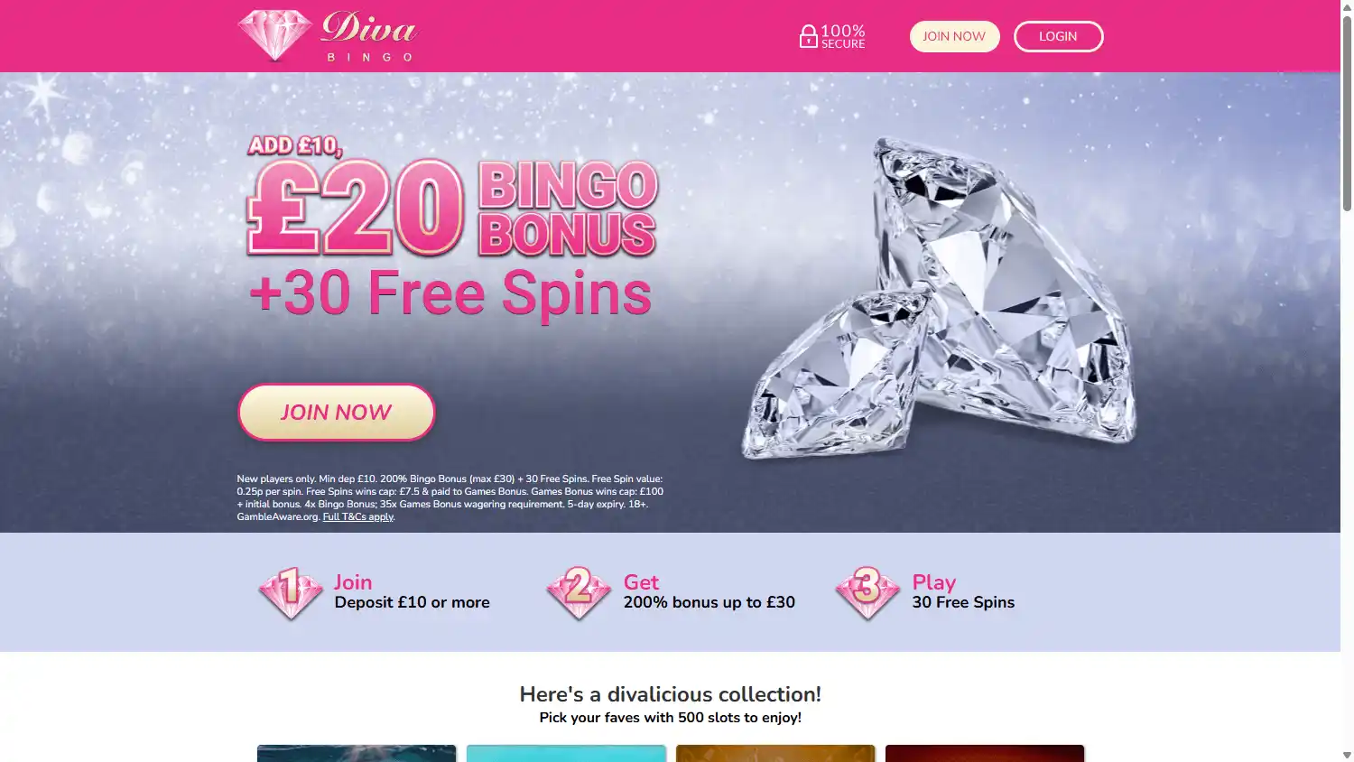Diva Bingo Casino screenshot 1