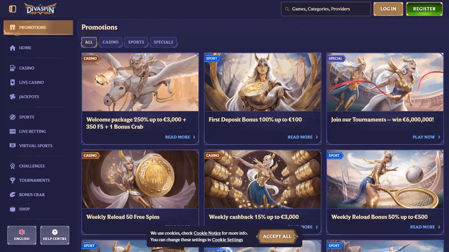 DivaSpin Casino screenshot 1