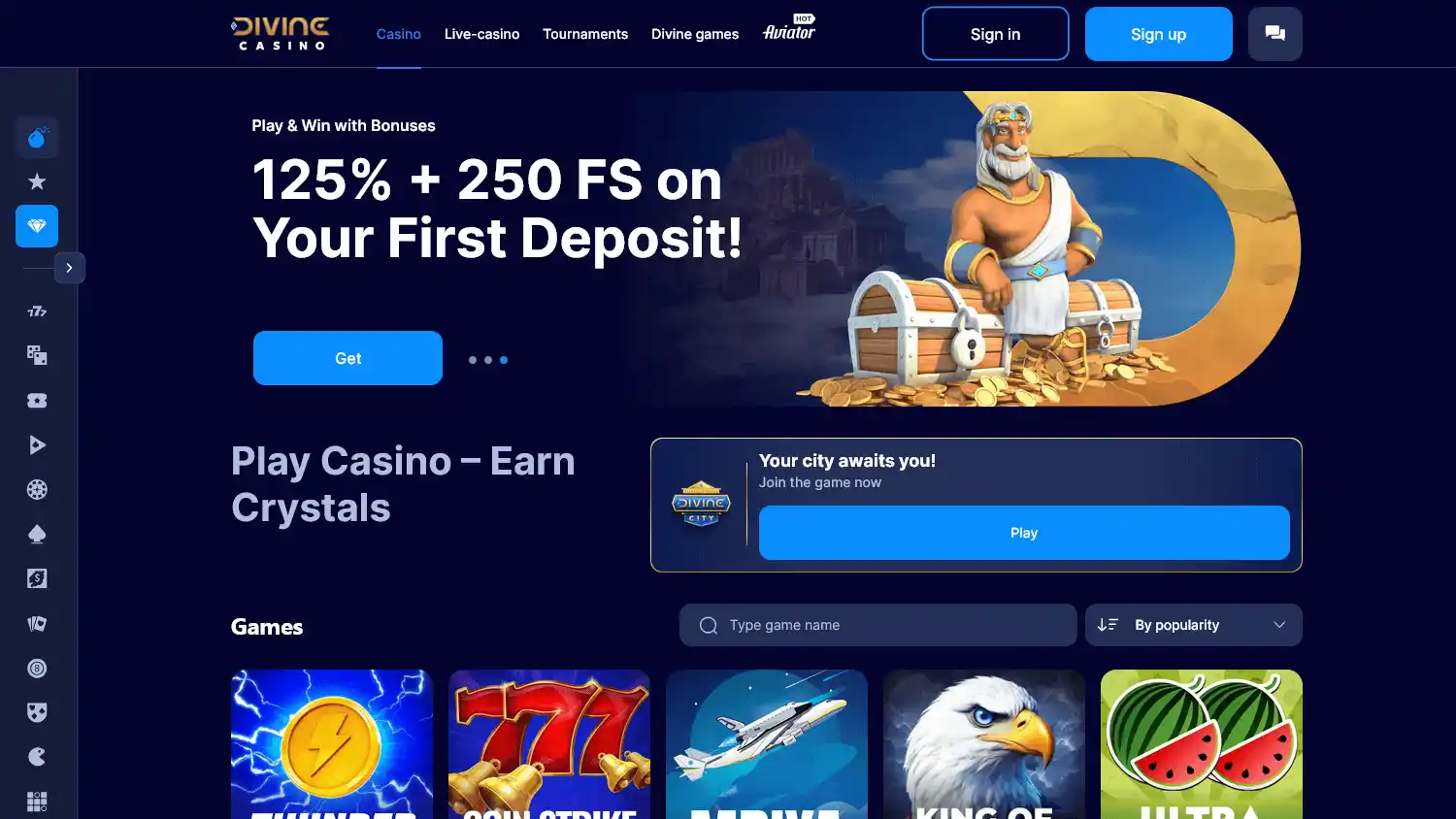 Divine Casino screenshot 1