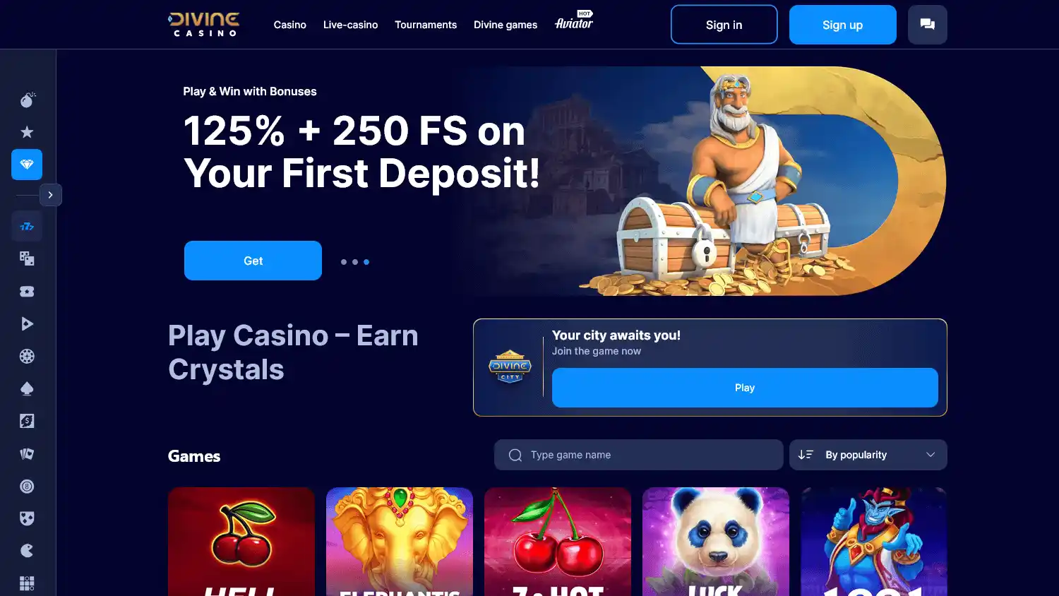 Divine Casino screenshot 2