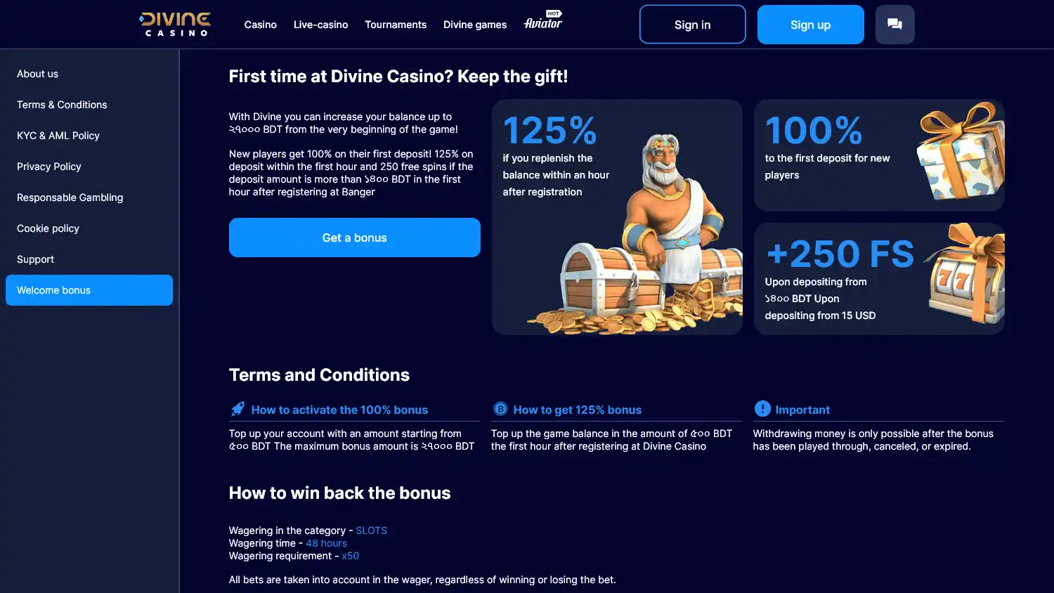 Divine Casino screenshot 3