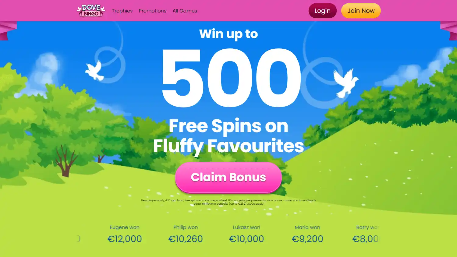 Dove Bingo Casino IE screenshot 1