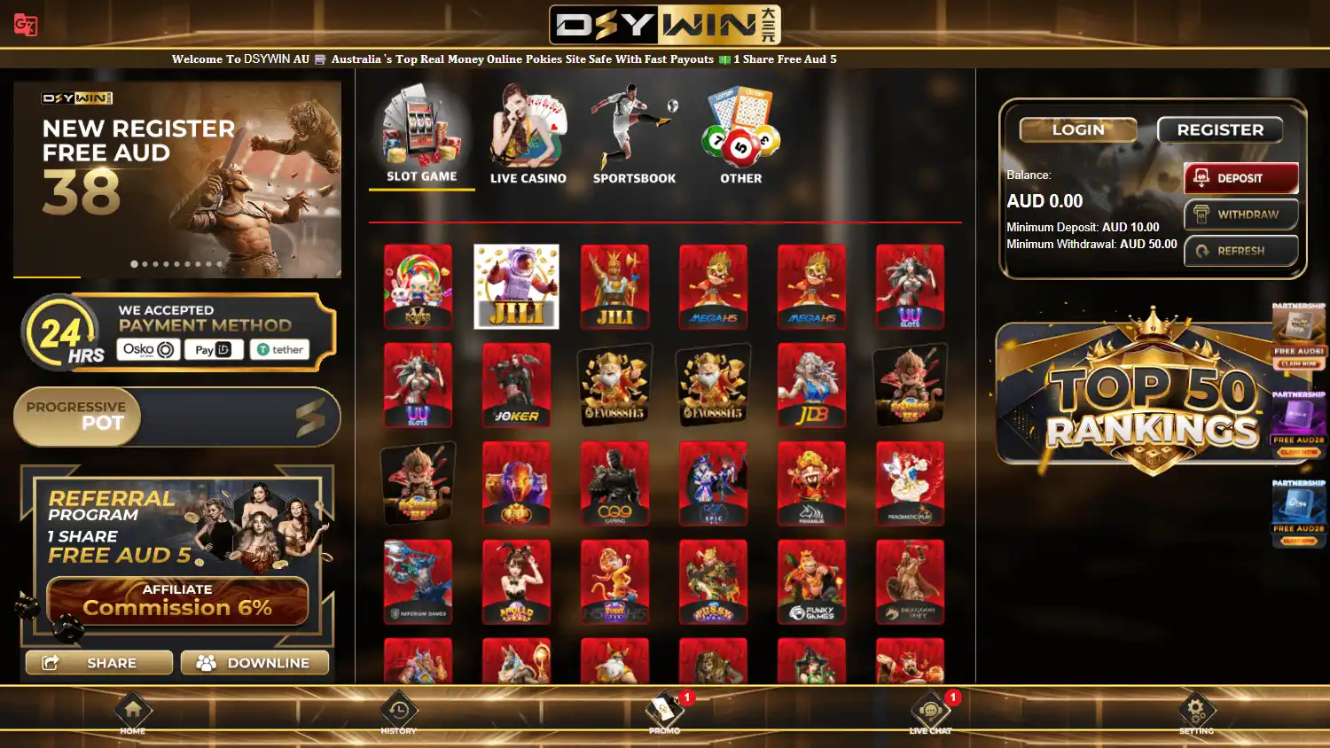 DSYWIN AU Casino screenshot 2