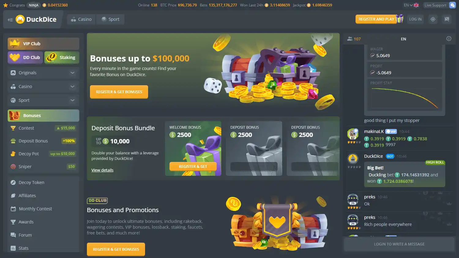 DuckDice Casino screenshot 3