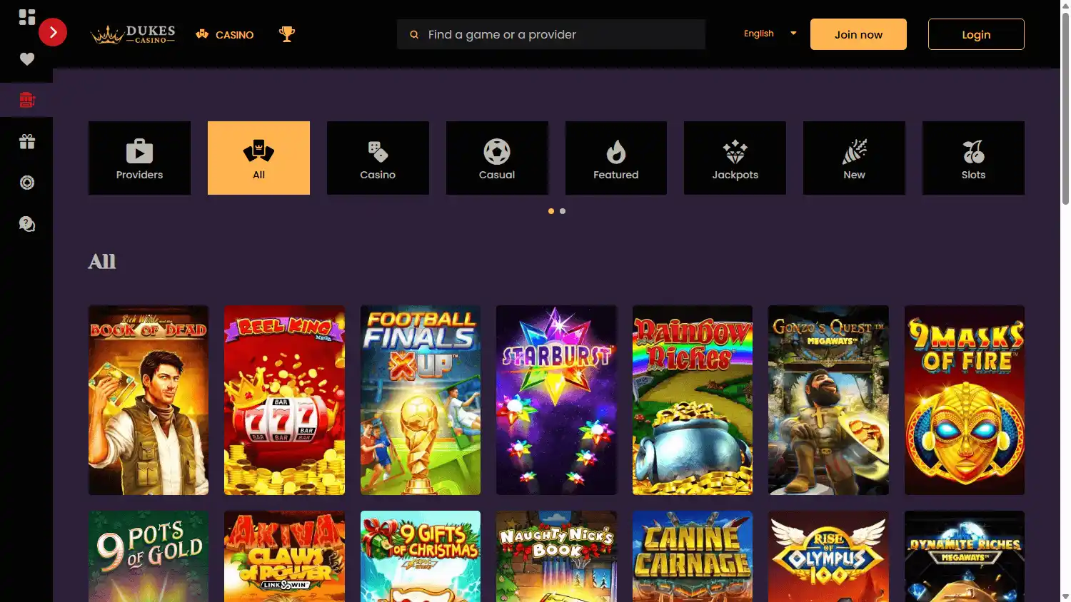 Dukes Casino screenshot 2