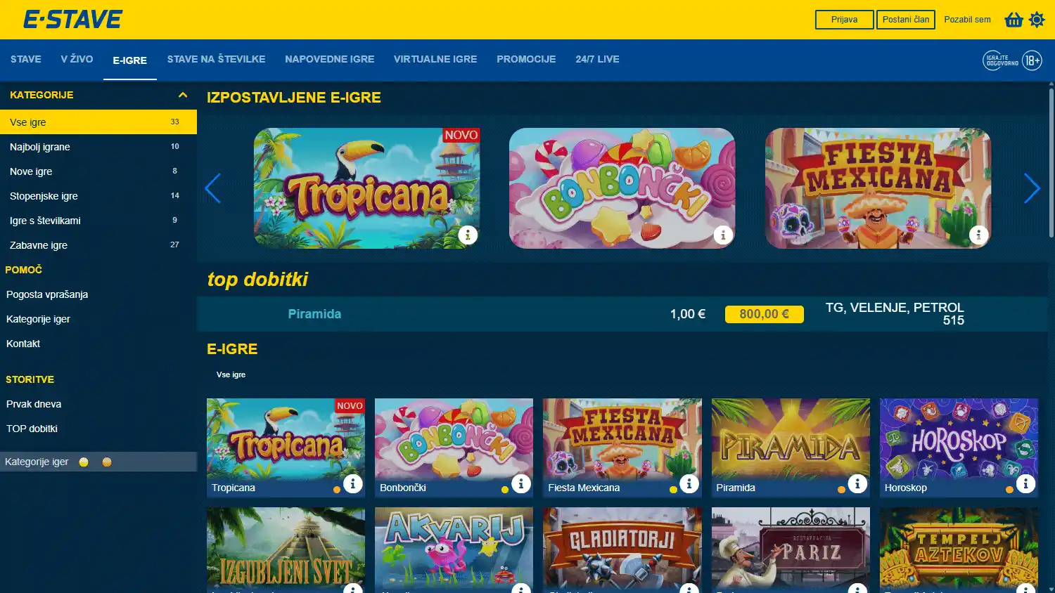 e-stave Casino screenshot 2