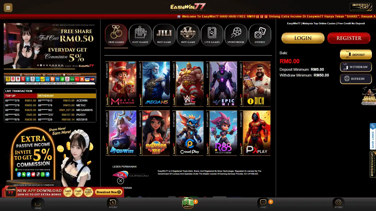 EasyWin77 Casino screenshot 1